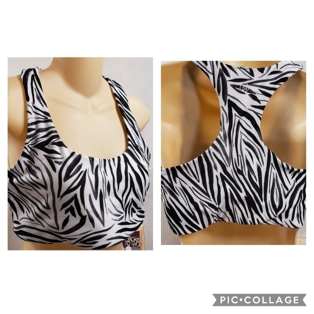 Sage Collective Sports Bra black white grey zebra Frosty Grey L